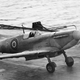 A Supermarine Seafire taxies after landing on board HMS Illustrious in 1943. (Imperial War Museum)